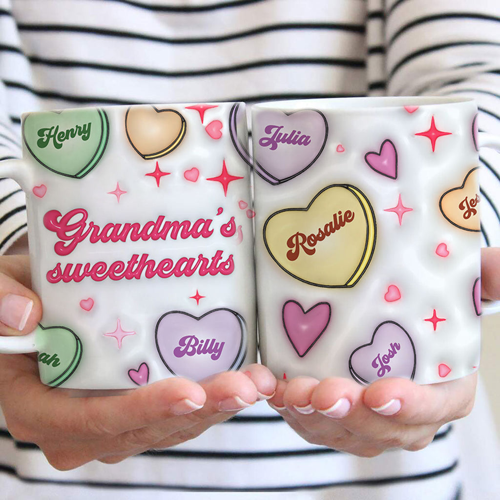 Grandma's Sweethearts Personalized 3D Inflated Effect Mug, Gift for Grandma